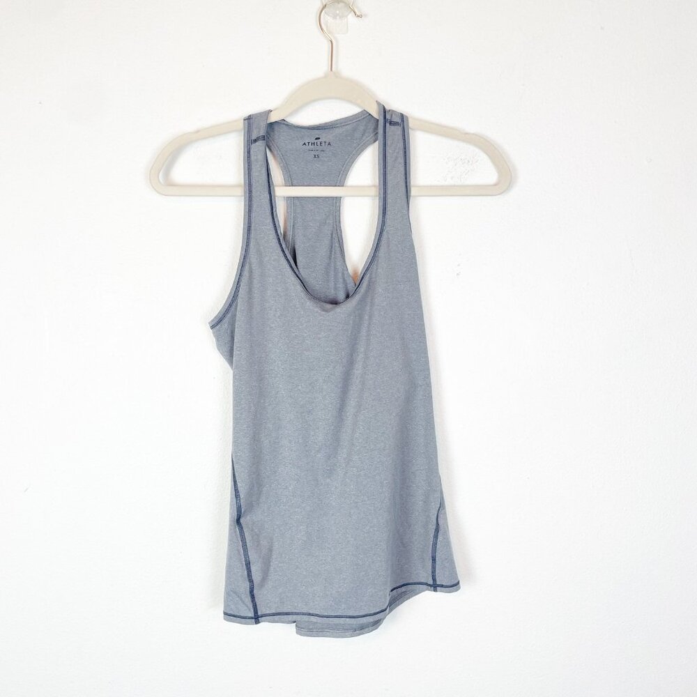 Athleta Women's‎ XS Gray Chi Tank Top Heathered Racerback Loose Fit Yoga Relaxed